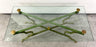 Neoclassical Style Brass and Cast Iron Coffee Table with Glass Top