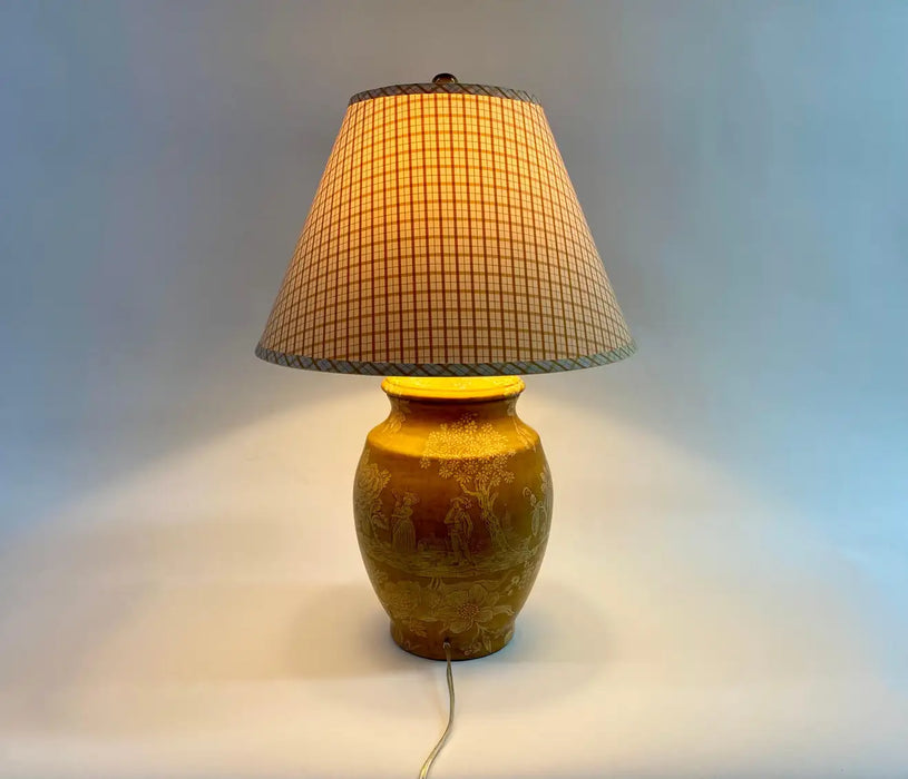 Pierre Deux French Country Ceramic Yellow Table Lamp with Custom Shade