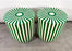Art Deco Style Green & White Resin Side, End Table or Stool , a Pair