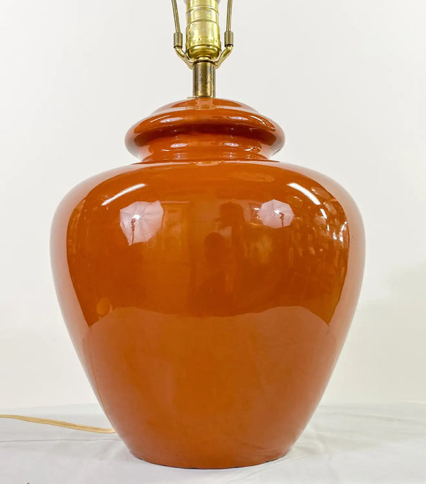 Mid-Century Modern Tawny Brown Ceramic Table Lamp, a Pair