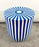 Art Deco Style Blue & White Resin Cylindrical Side / End Table or Stool , a Pair