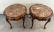 French Louis XV Style Round Mahogany and Marble Top End or Side Table, a Pair