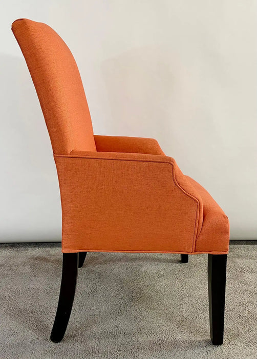 Edward Wormly Style Lounge or Side Chairs in Orange Hermes Upholstery, a Pair
