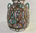 Vintage Moroccan Palatial Lidded Pottery Vase or Urn with Brass Inlay, a Pair