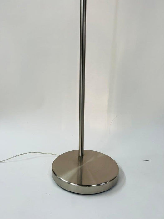 Modern Tall Adjustable Arched Metal Chrome Floor Lamp With Double Drum Shade