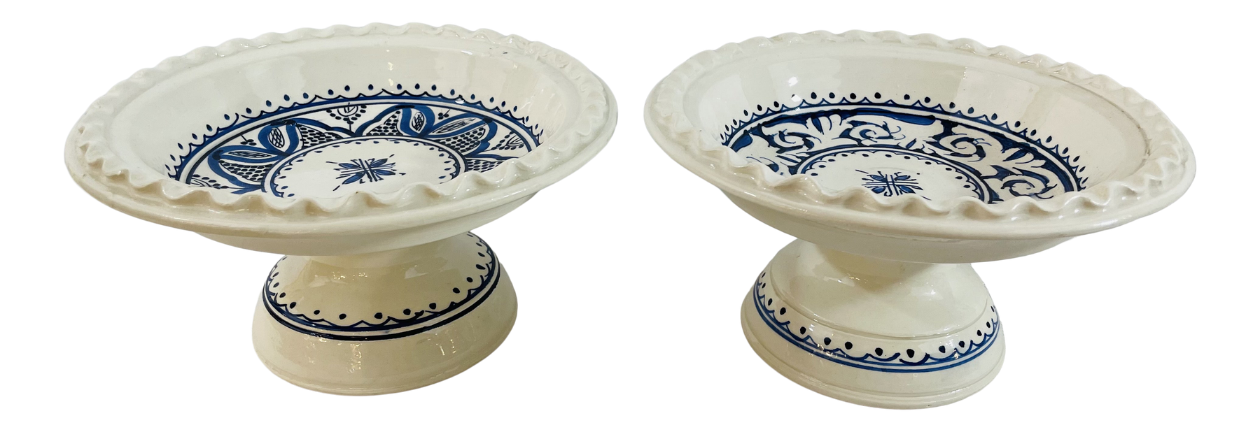 Moroccan Ceramic Dessert Plate, a Pair