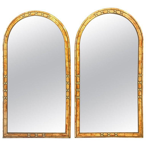 Palatial Moroccan Hollywood Regency Fashioned Wall Console or Pier Mirrors, Pair