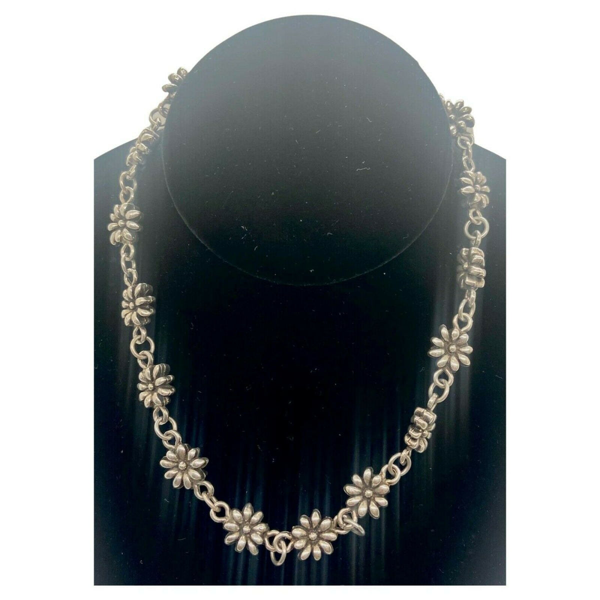 Philippe Audibert Paris Silver Plated Metal Flower Choker Necklace