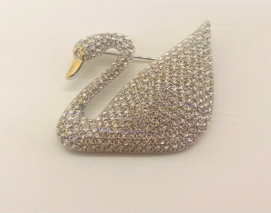 Swarovski Crystal Swan Brooch/ Pin , Signed and Retired