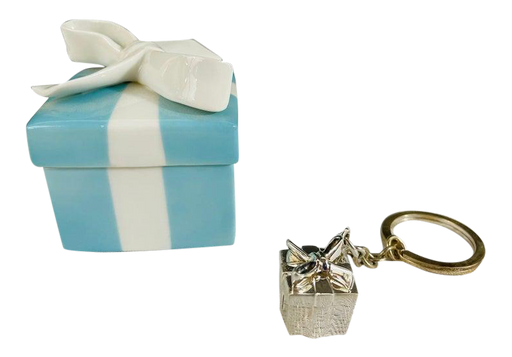 Tiffany & Co. Sterling Silver Keychain With Matching Porcelain Blue Box