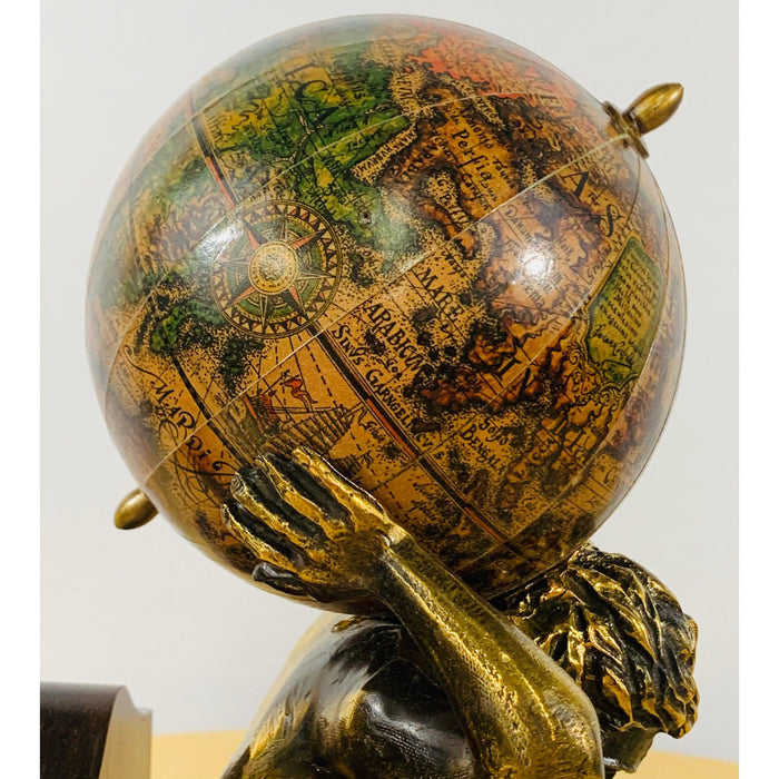 Vintage Atlas Globe Bookends, a Pair