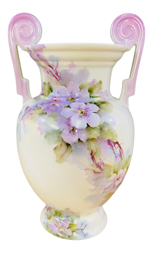 Vintage Bavarian Porcelain Floral Design Vase by Vohenstrauss
