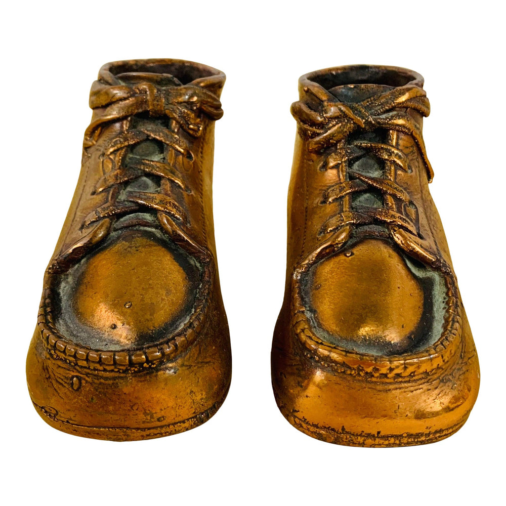 Vintage Bronze Baby Boy Boots, a Pair