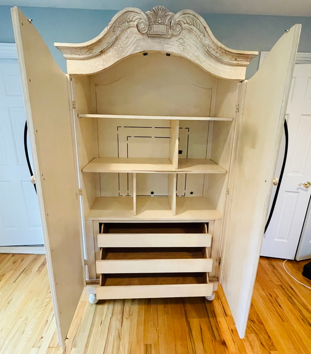 Vintage French Provincial Off White Wardrobe