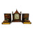 Vintage Wooden Table Clock and Pair of Bookends Desk Decor Set